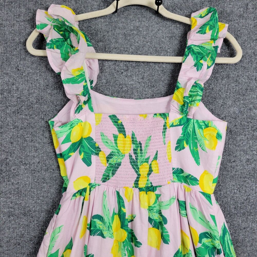 NWT J CREW BK520 Pink Lemon Tiered Squareneck Midi Dress Smocked Cotton SIZE 0 - Picture 8 of 15